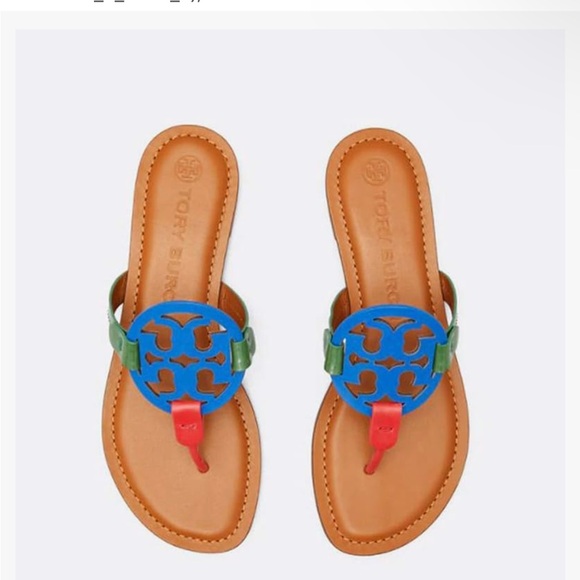 Tory Burch Women's Blue and Red Sandals - Picture 1 of 9